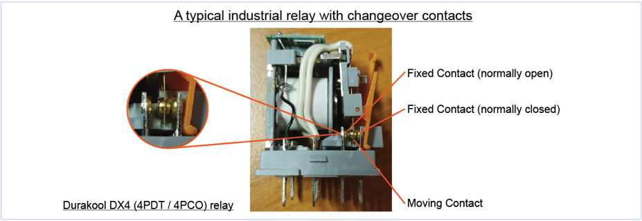 A Typical Industrial Relay with Changeover Contacts